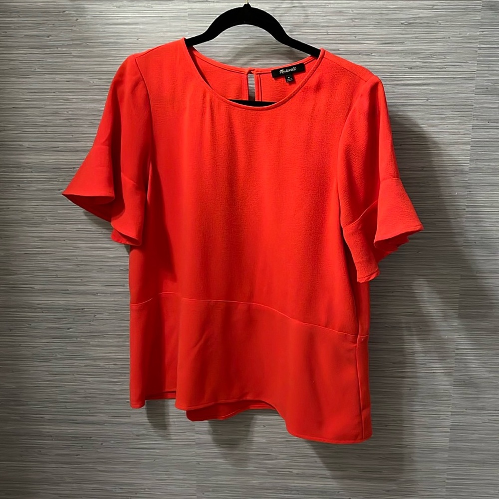 Madewell Red Flowy Top